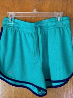 Under Armour Women's Teal Athletic Running Shorts with Navy Trim